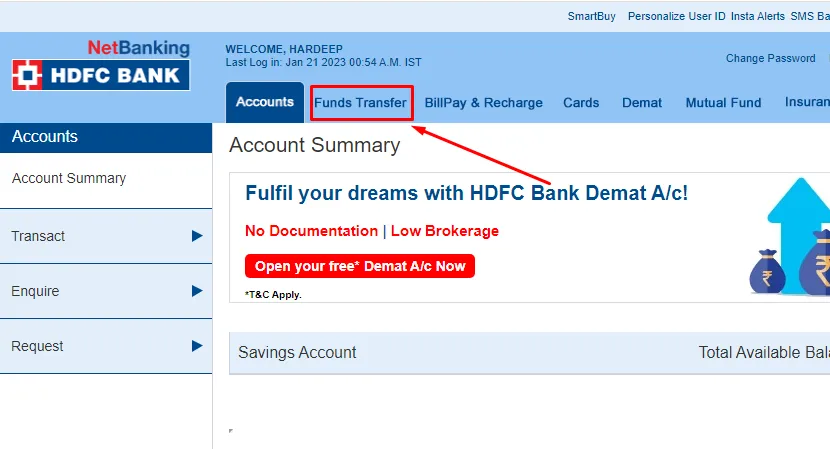 How to add Beneficiary in HDFC