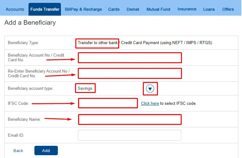 How to add Beneficiary in HDFC