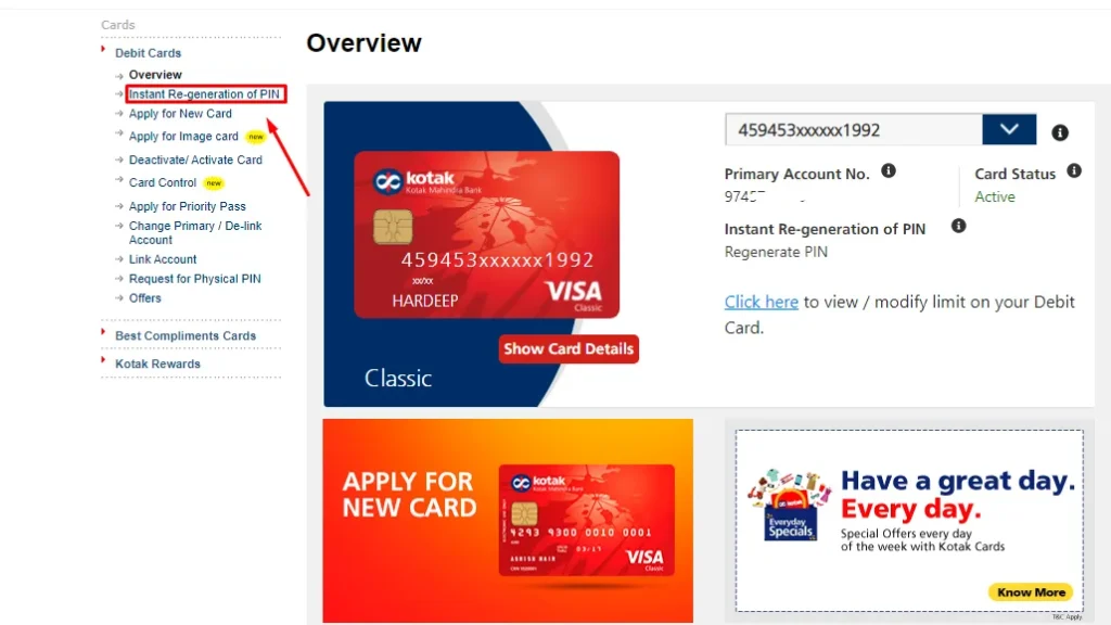 How To Generate Kotak Debit Card PIN