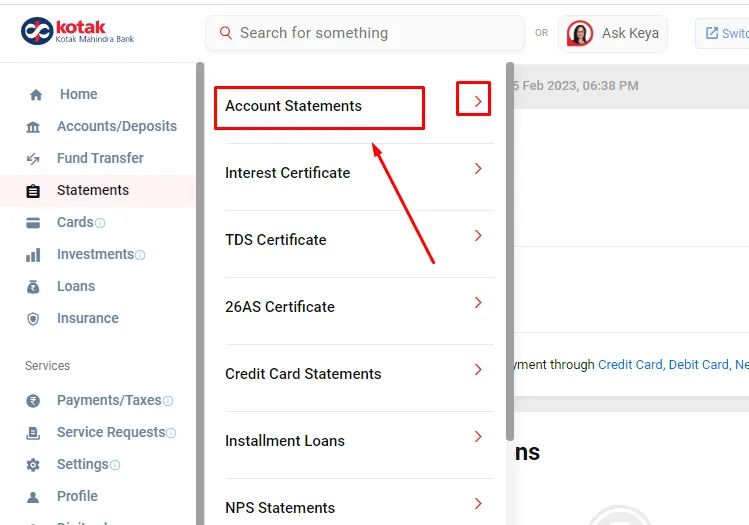 how to download Kotak Bank Statement