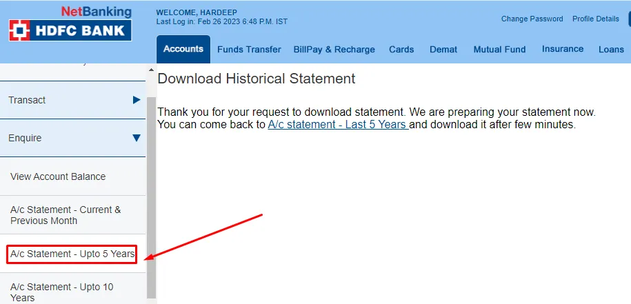 How To Download Last 6 Months Bank Statement From HDFC