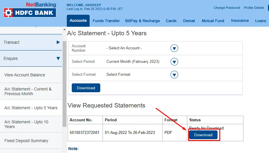 How To Download Last 6 Months Bank Statement From HDFC