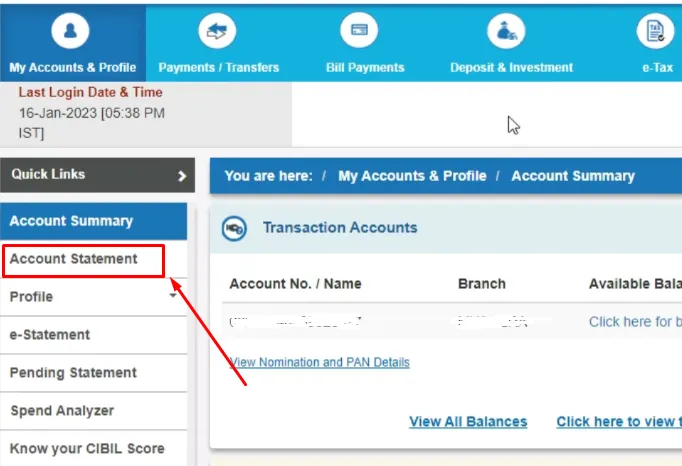 how to download SBI Bank statement