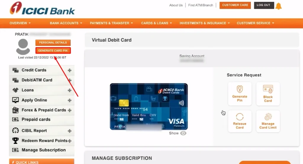 How To Generate ICICI Debit Card PIN