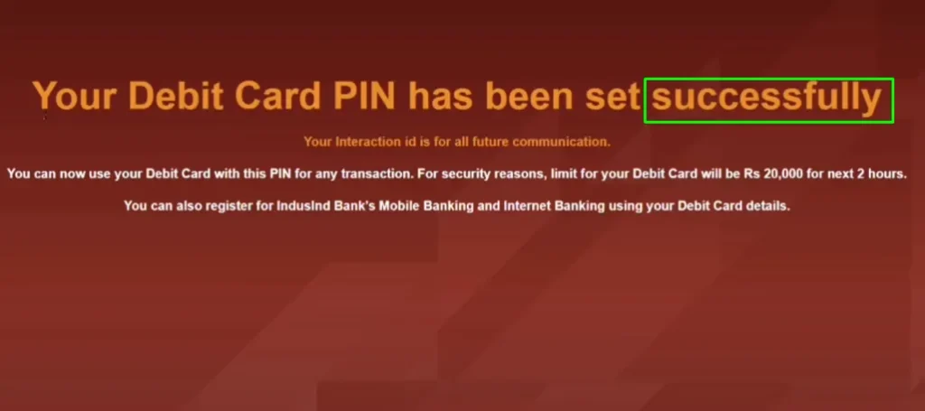 How To Generate IndusInd Bank Debit Card PIN