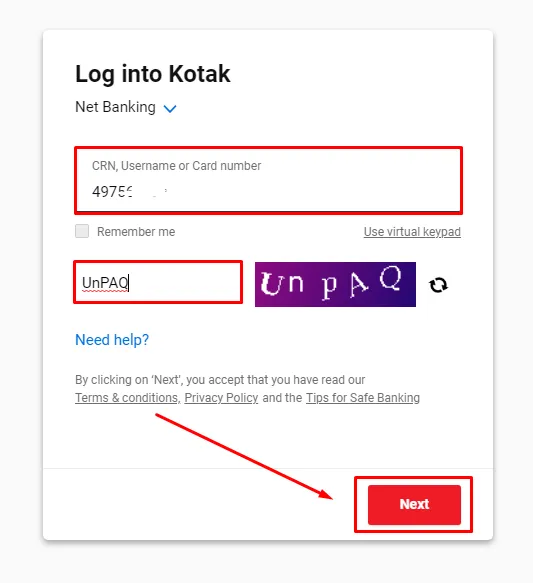 how to reset Kotak Net Banking password