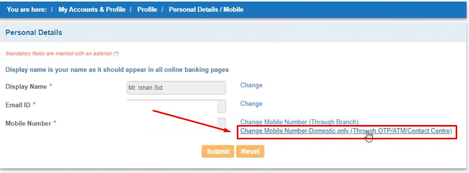 How To Change Registered Mobile Number In SBI