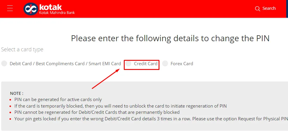 How To Generate Kotak Mahindra Credit Card PIN