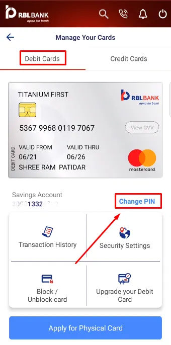 How To Generate RBL Bank Debit Card PIN