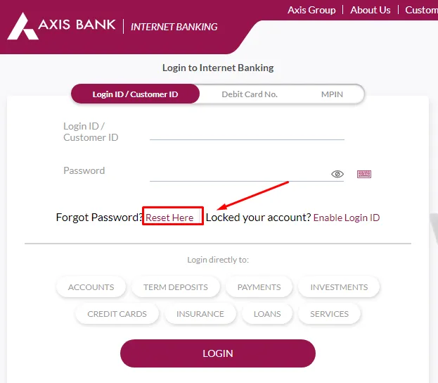 How To Reset Axis Bank Net Banking Password 