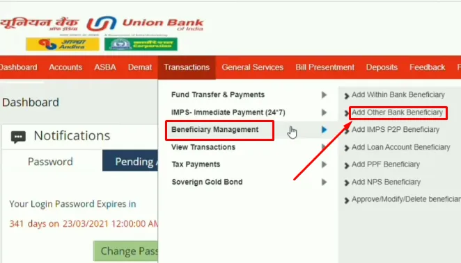 How To Add Beneficiary In Union Bank Of India