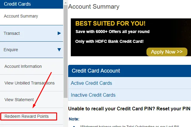 How To Redeem HDFC Reward Points