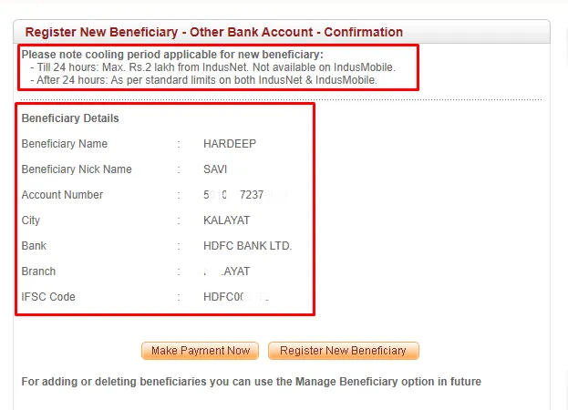 How To Add Beneficiary In IndusInd Bank