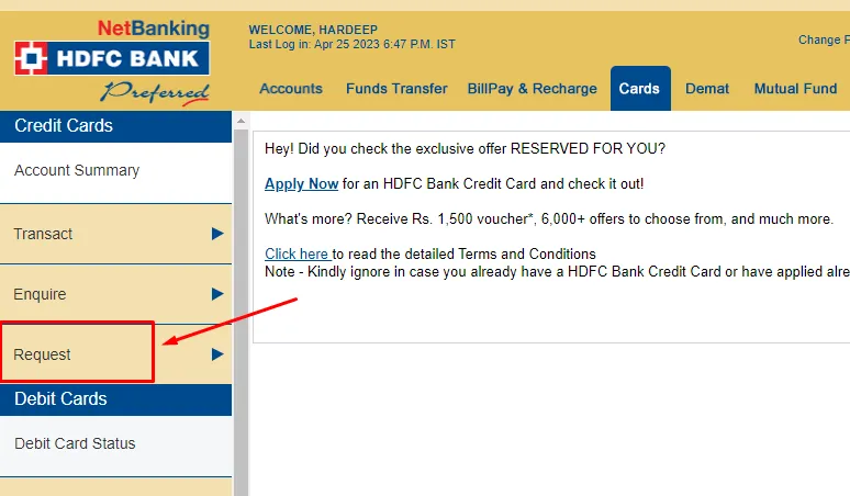 How To Add HDFC Credit Card In Net Banking