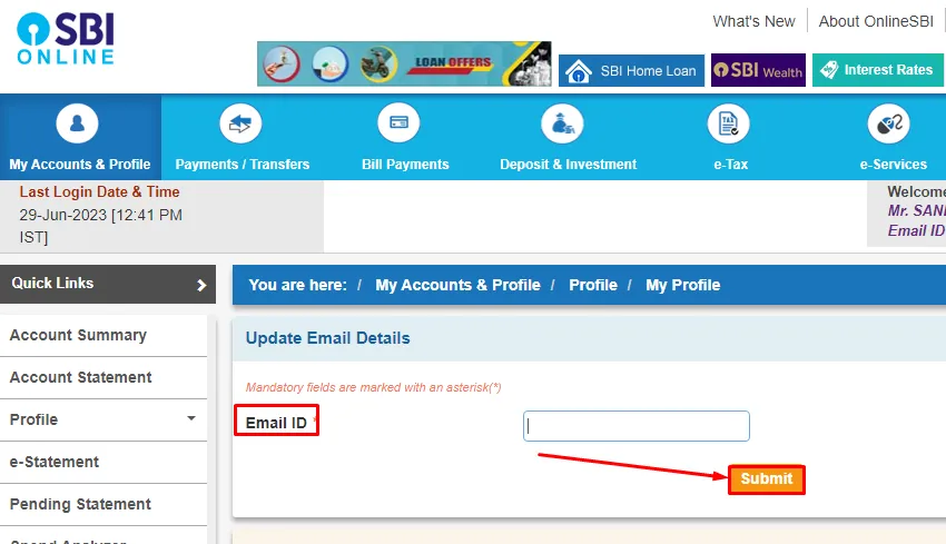 How To Register Email ID In SBI Account Online 