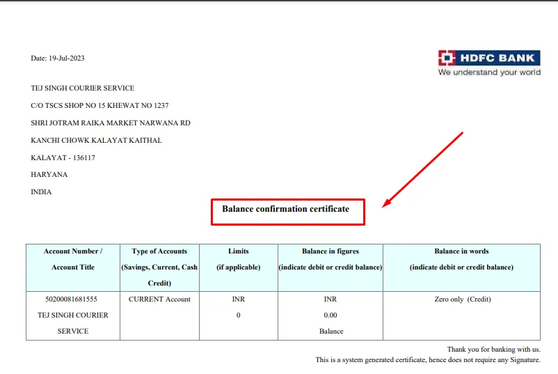 How To Download Balance Certificate From HDFC Bank