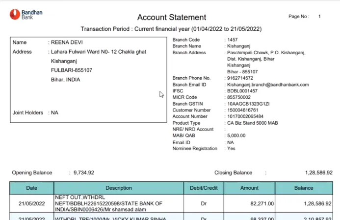 How To Download Bandhan Bank Statement